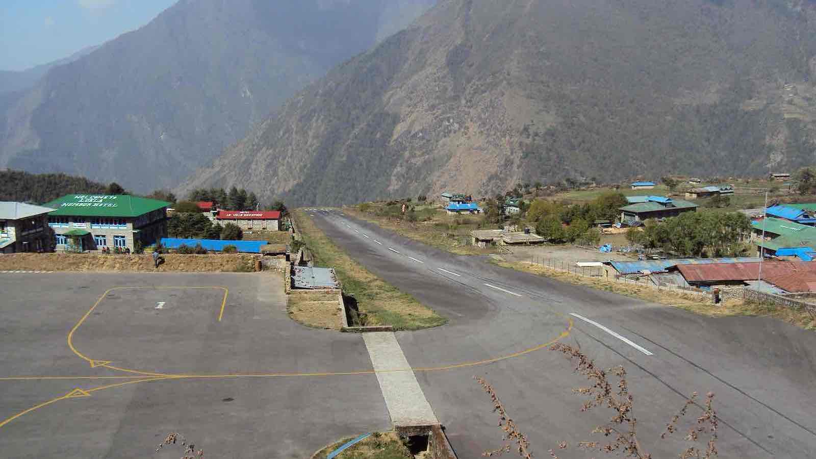 Lukla airport, photo courtesy of wikipedia. I was too stressed about my flight to think about taking many photos.