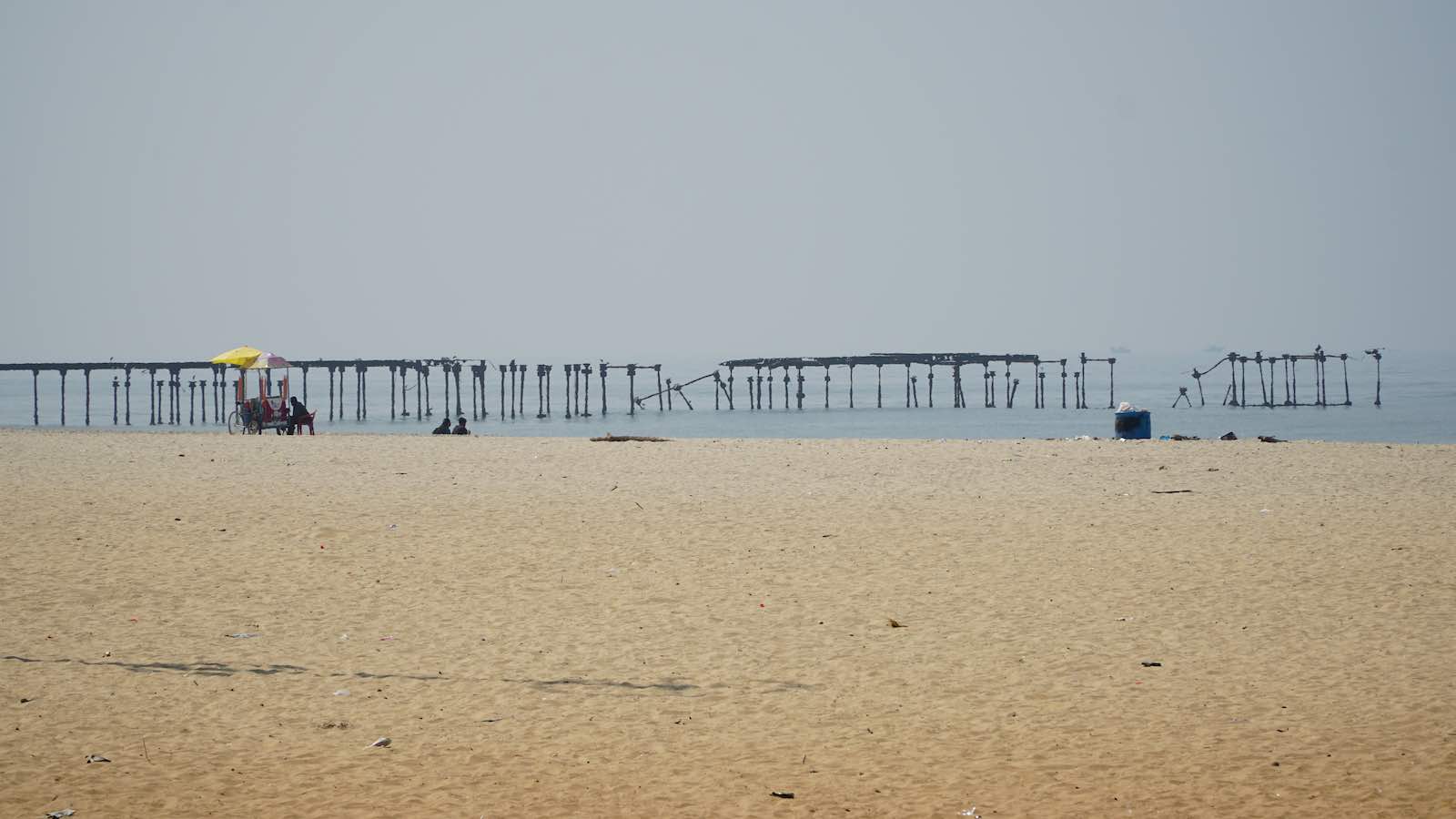 Got to Allapuzha Beach, and it reminded a lot of Huntington Beach back home. It was big and wide and pretty empty. There was a lot more trash and debris in the sand though compared to back home. Also spotted a long abandoned pier jutting out into the ocean like a rusty spine.