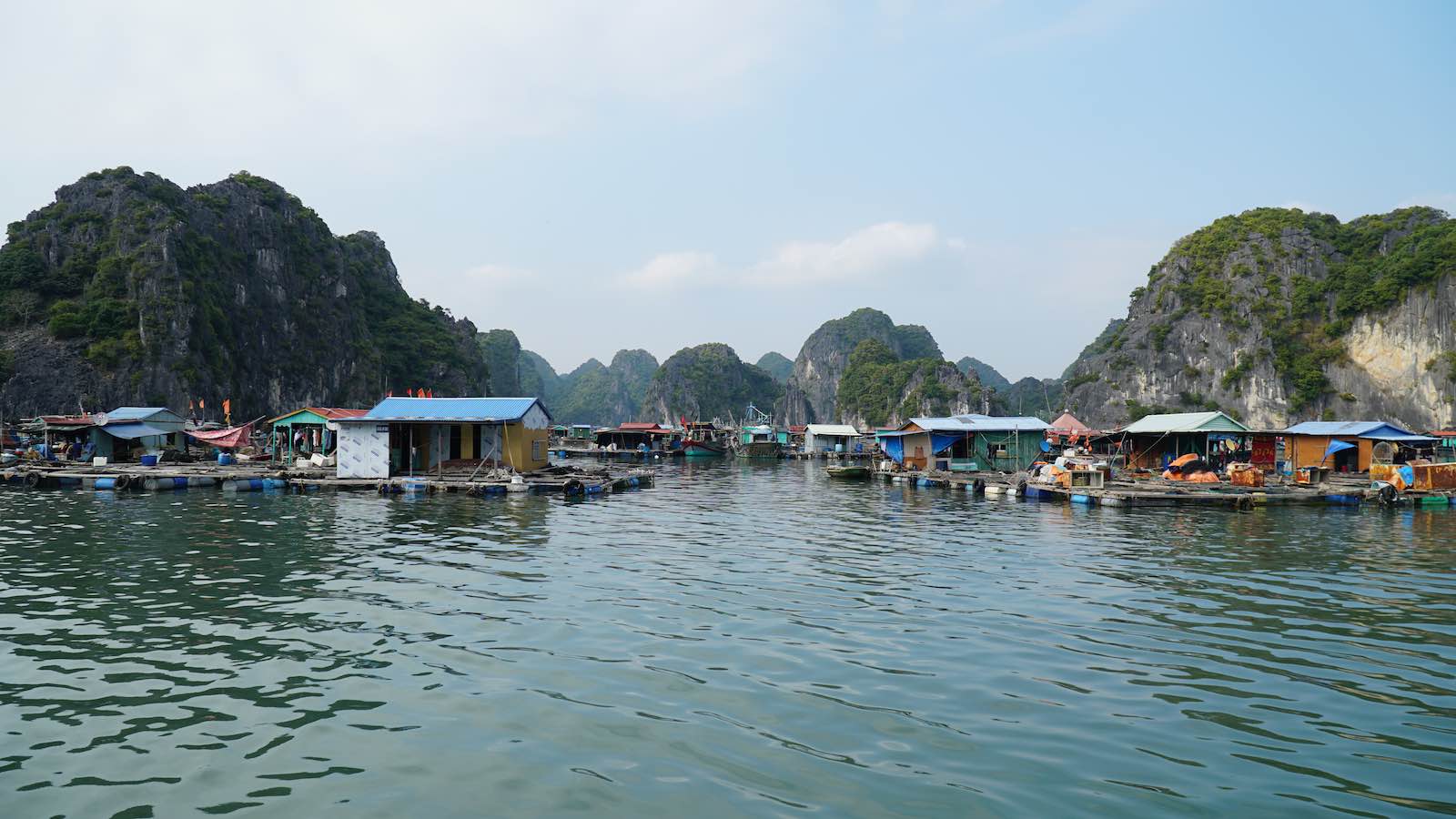 We took a boat through the bay of limestone rock formations and the floating villages underneath them. A lot of families lived on these houses built on floating rafts.