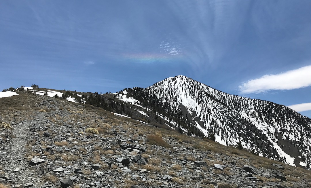 I saw a little rainbow after I made it down the icy slopes. I'd like to think that it was nature's way of giving me a wave goodbye