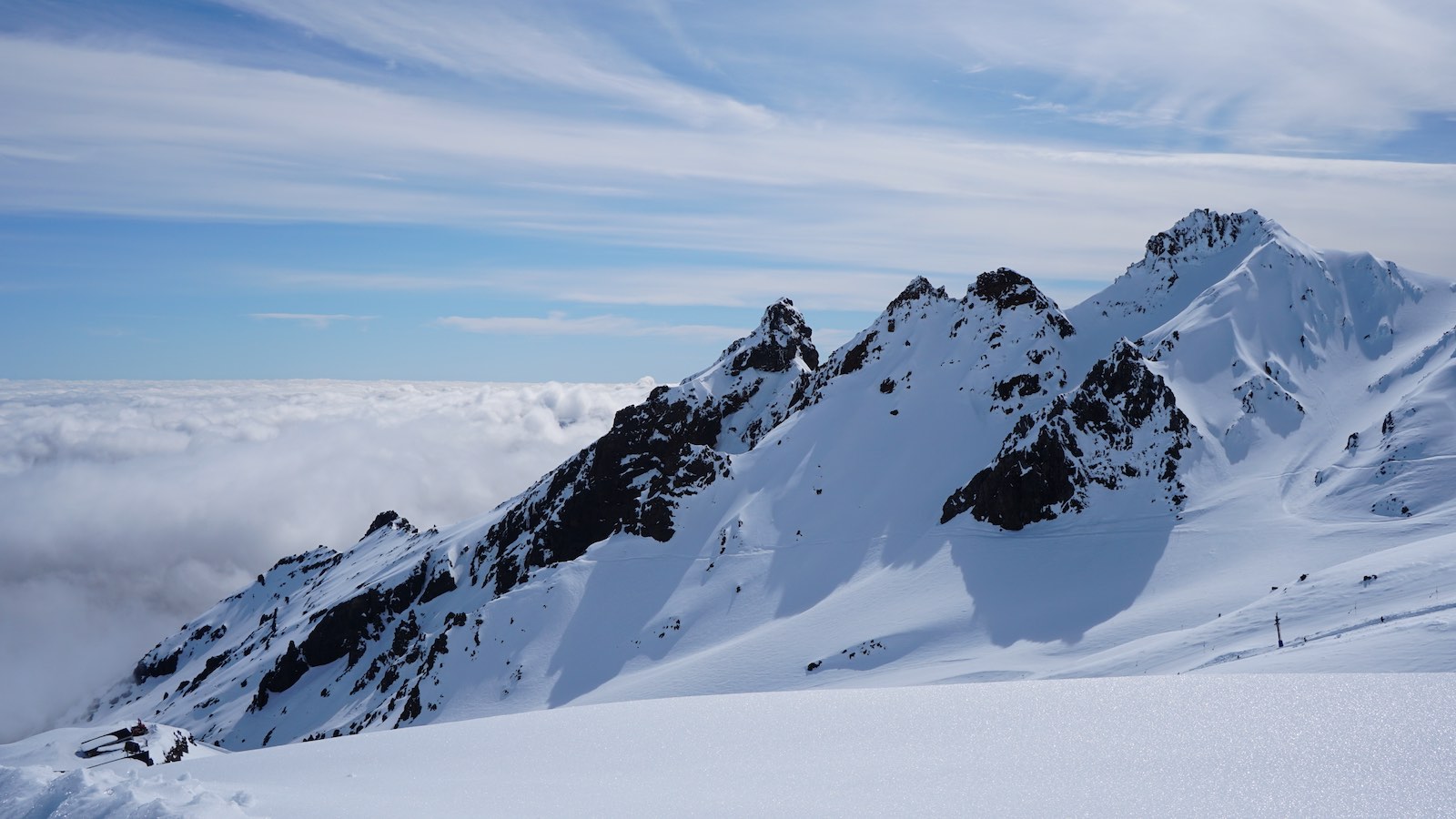 About an hour into the hike we cleared most of the ski areas and were treated with some amazing untouched icy landscape views