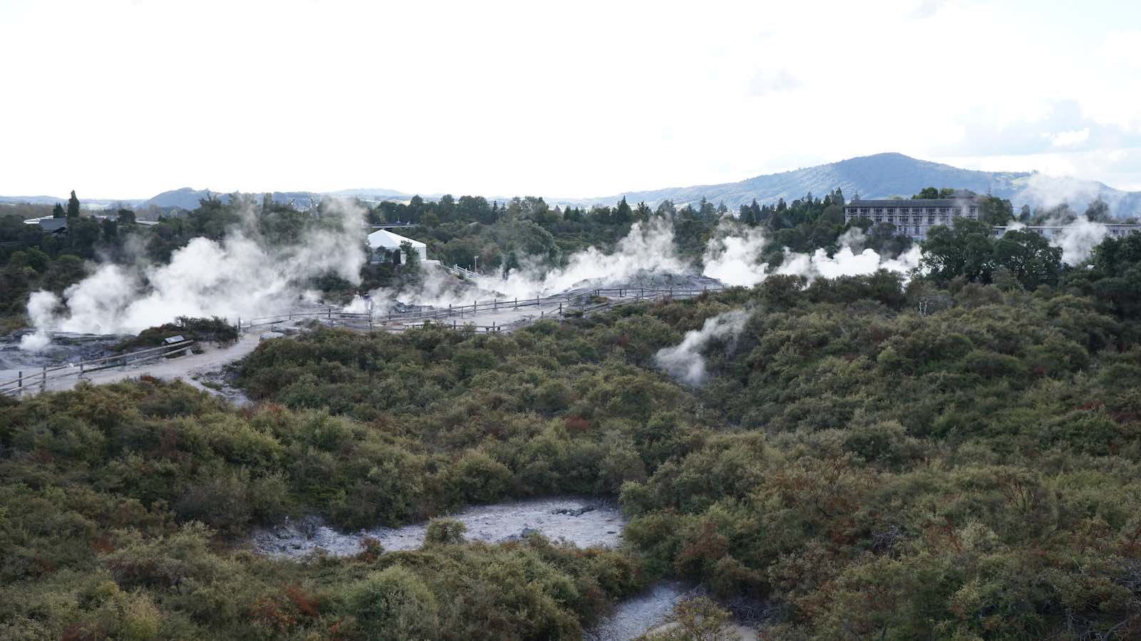 A view over the park and some of the city. It was common to see steam rising from all over the place