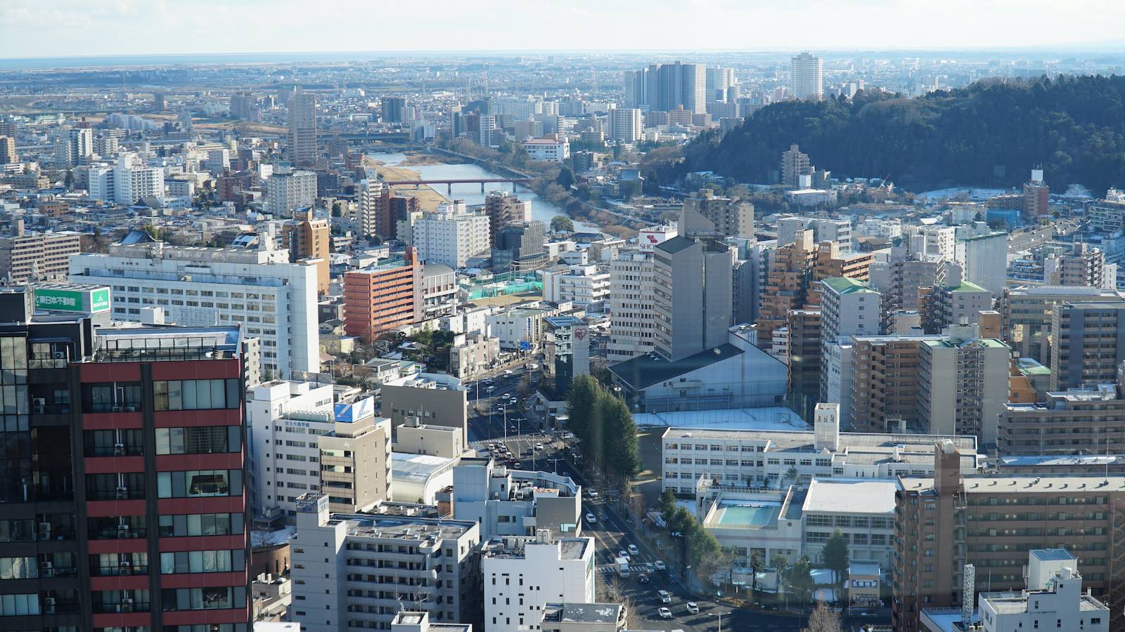 A view of Sendai from my little private lounge. I brought some food with me and spent about 2 hours up here eating and enjoying the quiet view.