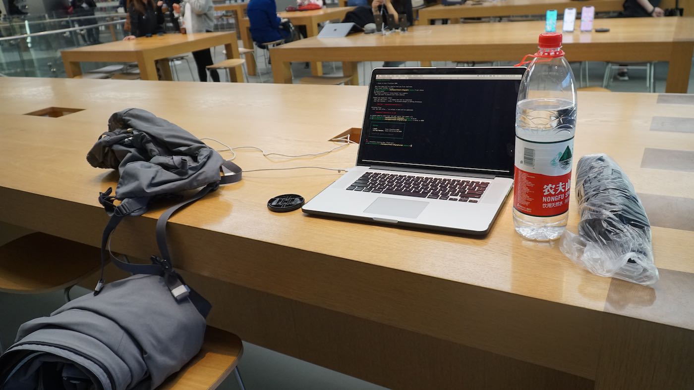 I spent most of my days working at the Apple store, writing articles, coding, and planning the web development business I was going to start after I go home.